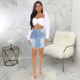 Fashion Sexy Frayed Denim Skirt HSF2030-1