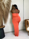 Solid Ruffled Halter One Piece Jumpsuit OLYF-6067