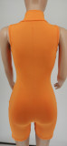 LUCKY LABEL Letter Print Zipper Sleeveless Romper WSYF-5865