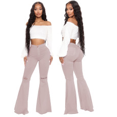 Plus Size Fashion All-match Ripped Denim Flared Pants HSF-2024-1