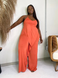 Solid Ruffled Halter One Piece Jumpsuit OLYF-6067