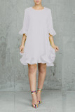 Plus Size Solid Half Sleeve Ruffled Dress OLYF-6068