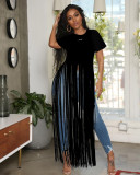 Casual Solid Tassel Short Sleeve O Neck T Shirt OLYF-6064