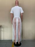 Casual Solid Tassel Short Sleeve O Neck T Shirt OLYF-6064