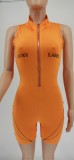 LUCKY LABEL Letter Print Zipper Sleeveless Romper WSYF-5865