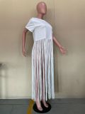 Casual Solid Tassel Short Sleeve O Neck T Shirt OLYF-6064
