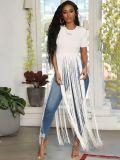 Casual Solid Tassel Short Sleeve O Neck T Shirt OLYF-6064