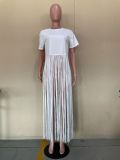 Casual Solid Tassel Short Sleeve O Neck T Shirt OLYF-6064