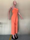 Solid Ruffled Halter One Piece Jumpsuit OLYF-6067
