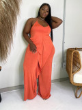 Solid Ruffled Halter One Piece Jumpsuit OLYF-6067