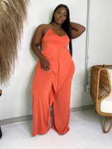 Solid Ruffled Halter One Piece Jumpsuit OLYF-6067