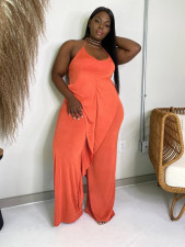 Solid Ruffled Halter One Piece Jumpsuit OLYF-6067