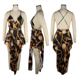 Sexy Deep V Backless Irregular Dress TE-3739