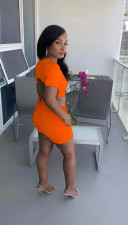 Casual Solid Short Sleeve Two Piece Sets QZX-6219