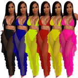Sexy Solid Color Mesh Pants Suit TE-4250