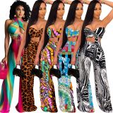 Fashion Printed Top Wide-Leg Pants Two Piece Sets TE-4253