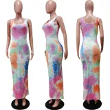 Fashion Sexy Print Slim Long Dress WY-6824
