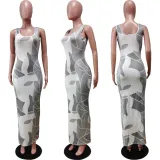 Fashion Sexy Print Slim Long Dress WY-6824