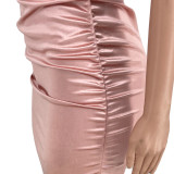 Sexy Halter Backless Ruched Midi Dress YH-5230
