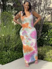 Fashion Sexy Print Slim Long Dress WY-6824