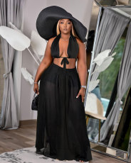 Sexy Solid Halter Maxi Skirt Two Piece Sets MTY-6556
