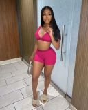Solid Color Beach Sports Casual Shorts Suit MEM-88371