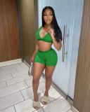 Solid Color Beach Sports Casual Shorts Suit MEM-88371