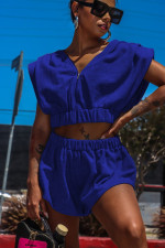 Fashion Sexy Solid Color Loose Shorts Suit WY-6826