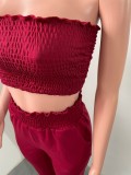 Solid Tube Top And Pants Two Piece Suits NIK-249