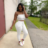 Solid Tube Top And Pants Two Piece Suits NIK-249