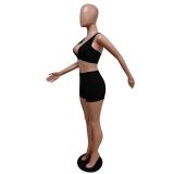 Solid Color Beach Sports Casual Shorts Suit MEM-88371