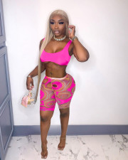 Sexy Tank Top+Printed Shorts Two Piece Suits NM-8372