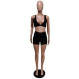 Solid Color Beach Sports Casual Shorts Suit MEM-88371