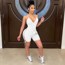 Sexy Lace-Up Backless Cross Strap Romper GLF-10003