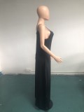 Plus Size Solid Sleeveless Spaghetti Strap Maxi Dress WAF-77208