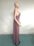 Plus Size Solid Sleeveless Spaghetti Strap Maxi Dress WAF-77208