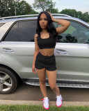 Solid Sports Tank Top And Shorts Two Piece Sets FSL-154