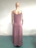 Plus Size Solid Sleeveless Spaghetti Strap Maxi Dress WAF-77208
