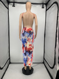 Sexy Printed Split Spaghetti Strap Backless Long Dress GLF-10001