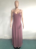 Plus Size Solid Sleeveless Spaghetti Strap Maxi Dress WAF-77208