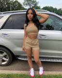 Solid Sports Tank Top And Shorts Two Piece Sets FSL-154