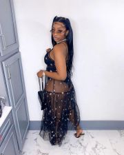 Sexy Mesh See Though Sequined Long Club Dress (Without Underwear) YD-8503