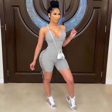 Sexy Lace-Up Backless Cross Strap Romper GLF-10003