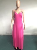 Plus Size Solid Sleeveless Spaghetti Strap Maxi Dress WAF-77208