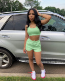 Solid Sports Tank Top And Shorts Two Piece Sets FSL-154