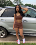 Solid Sports Tank Top And Shorts Two Piece Sets FSL-154