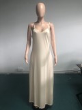Plus Size Solid Sleeveless Spaghetti Strap Maxi Dress WAF-77208
