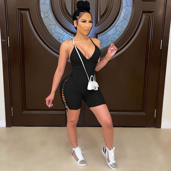 Sexy Lace-Up Backless Cross Strap Romper GLF-10003