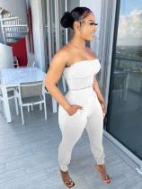 Solid Tube Top And Pants Two Piece Suits TR-1163