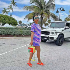 Casual Striped T Shirt Pocket Shorts 2 Piece Sets NYF-8077